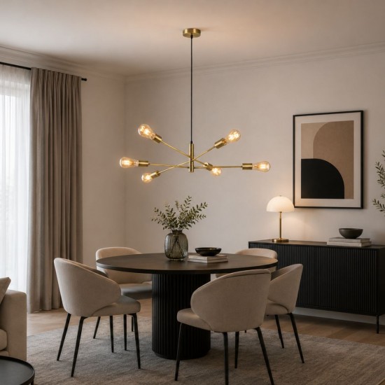 Anna AB - Adjustable Antique Brass 6 Light Centre Fitting