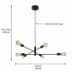Anna BK - Adjustable Matt Black 6 Light Centre Fitting
