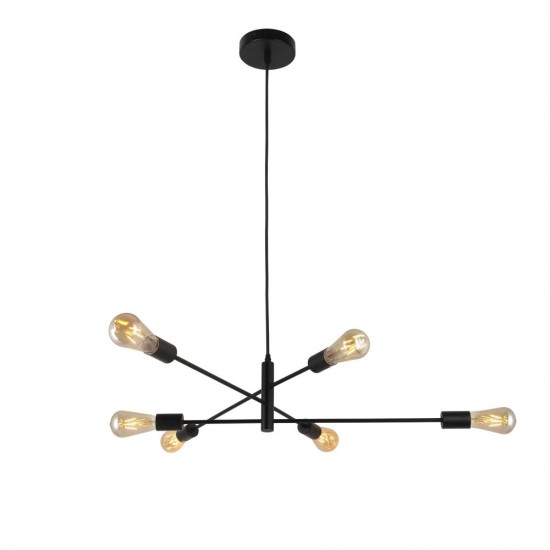 Anna BK - Adjustable Matt Black 6 Light Centre Fitting