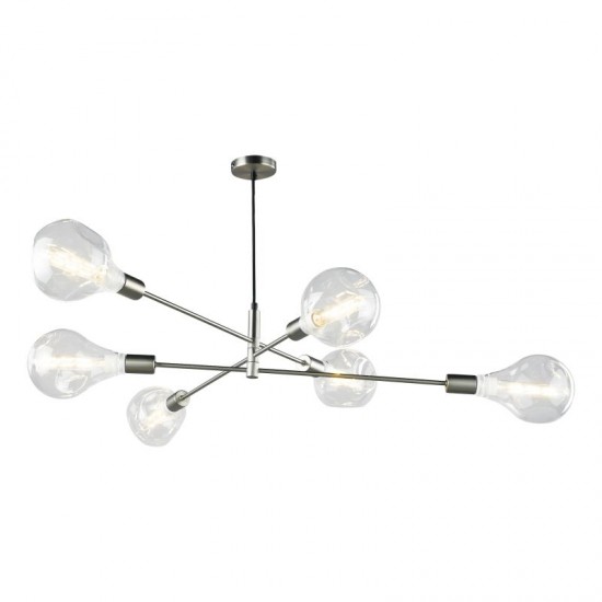 Anna SC - Free LED Big Globe Bulb Included - Adjustable Satin Chrome 6 Light Centre Fitting