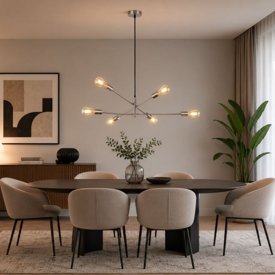 Anna SC - Adjustable Satin Chrome 6 Light Centre Fitting