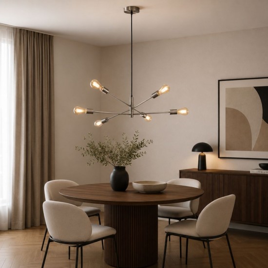 Anna SC - Adjustable Satin Chrome 6 Light Centre Fitting