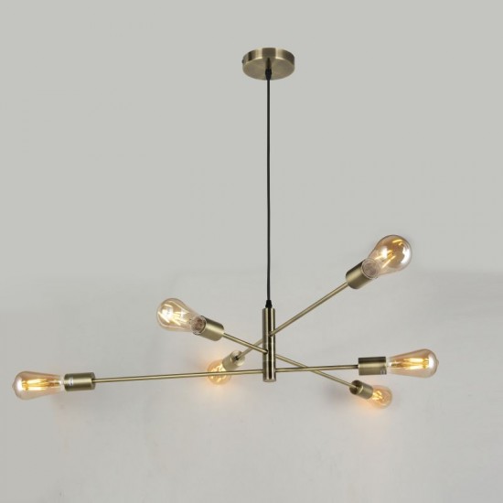 Anna AB - Adjustable Antique Brass 6 Light Centre Fitting