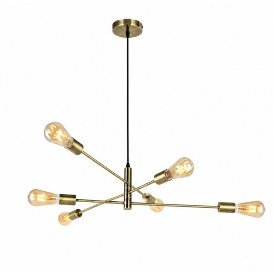 Anna AB - Adjustable Antique Brass 6 Light Centre Fitting