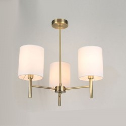 Bella AB - Antique Brass 3 Light Ceiling Lamp with White Shade