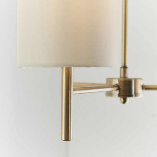 Bella AB - Antique Brass 3 Light Ceiling Lamp with White Shade
