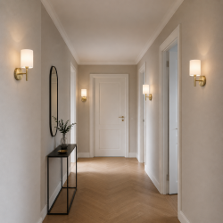 Bella WAB - Antique Brass Wall Lamp with White Shade