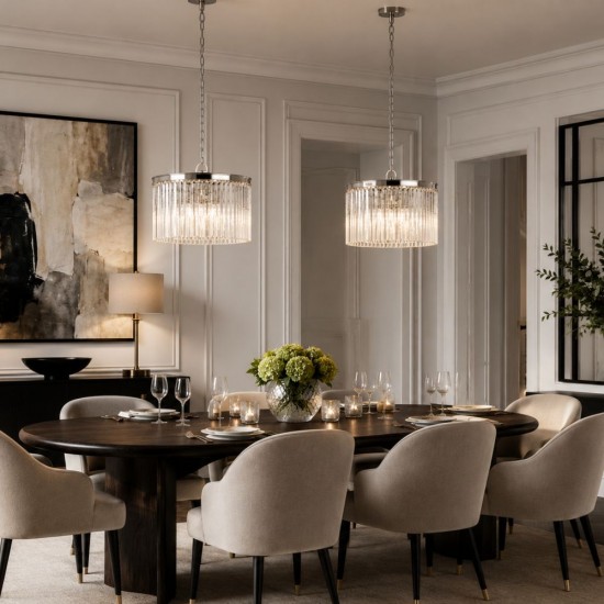 Chloe 2 - Chrome 4 Light Chandelier with Crystal