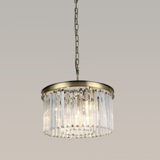 Chloe 2 AB - Antique Brass 4 Light Chandelier with Crystal