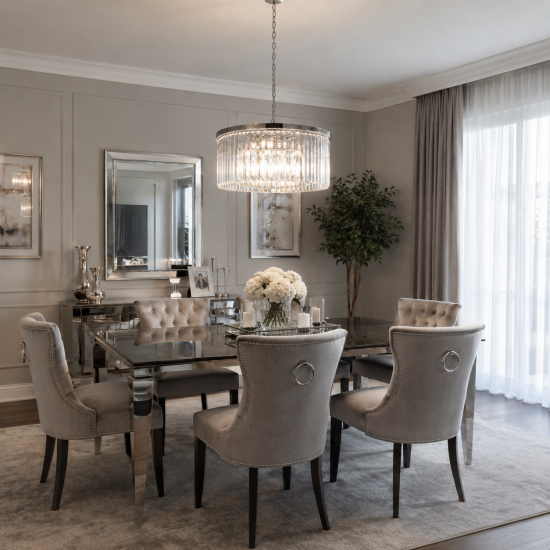Chloe 3 - Chrome 6 Light Chandelier with Crystal