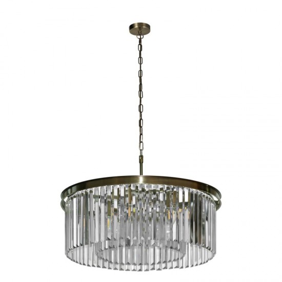 Chloe 3 AB - Antique Brass 6 Light Chandelier with Crystal