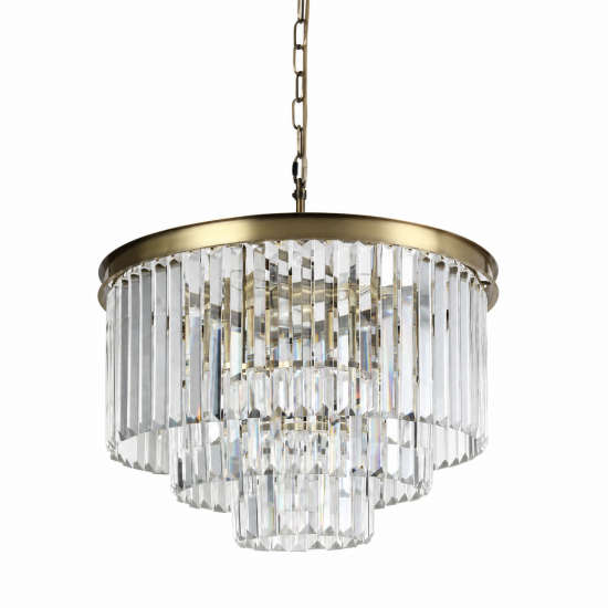 Heidi 1AB - Antique Brass 9 Light Chandelier with Crystal