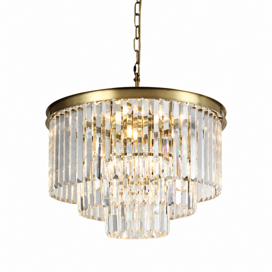 Heidi 1AB - Antique Brass 9 Light Chandelier with Crystal