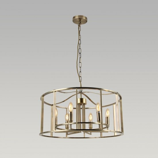 Michelle 1 AB - Antique Brass 6 Light Lantern Pendant