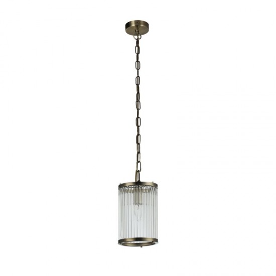 Monaco 6 - Antique Brass Pendant with Clear Glass Rods