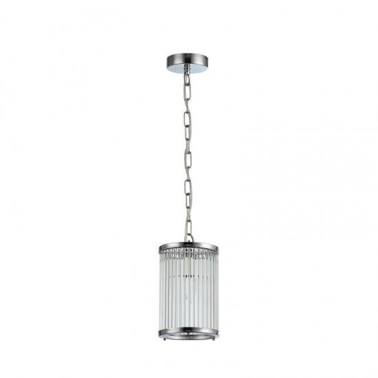 Monaco 7 - Chrome Pendant with Clear Glass Rods