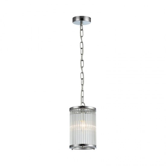 Monaco 7 - Chrome Pendant with Clear Glass Rods