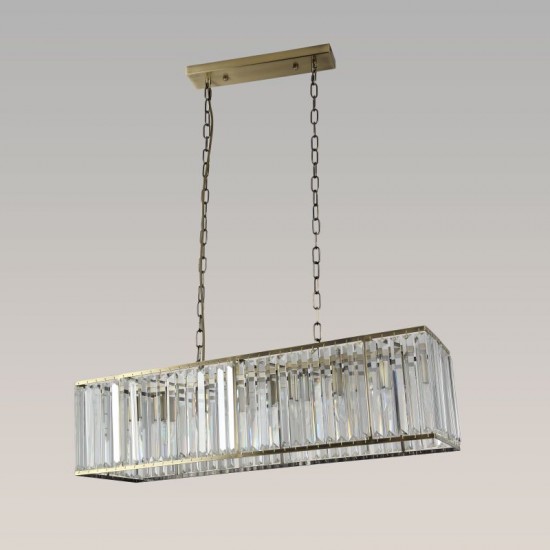 Parker AB - Antique Brass 8 Light over Island Fitting with Crystal