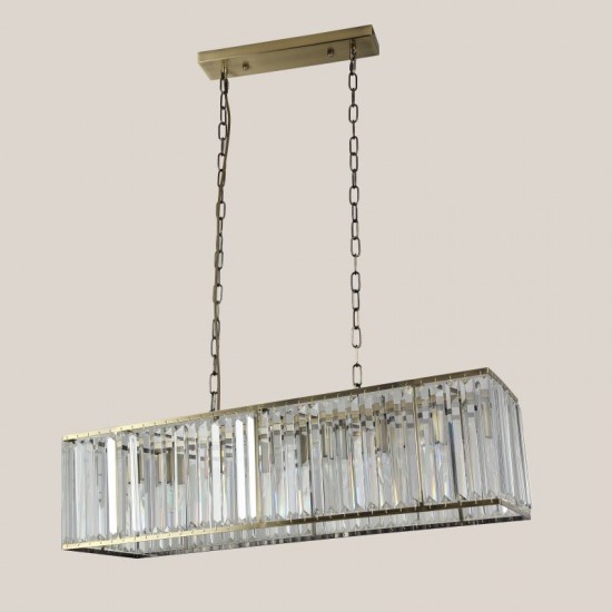 Parker AB - Antique Brass 8 Light over Island Fitting with Crystal