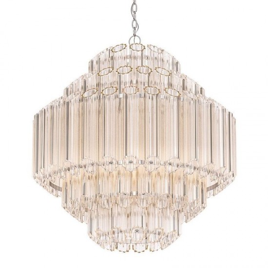 Tonia - Chrome 12 Light Chandelier with Clear Glass Tubes