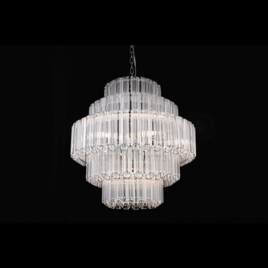 Tonia - Chrome 12 Light Chandelier with Clear Glass Tubes