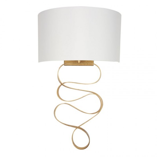 64820-100 Gold Leaf Wall Lamp with Ivory Shade 64820-100 Gold Leaf Wall Lamp with Ivory Shade