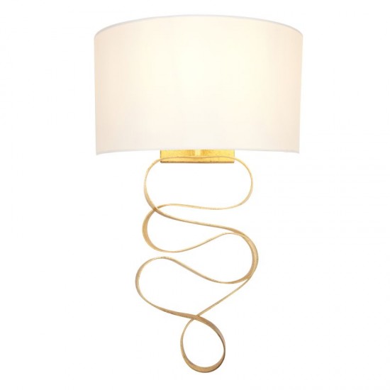 64820-100 Gold Leaf Wall Lamp with Ivory Shade 64820-100 Gold Leaf Wall Lamp with Ivory Shade