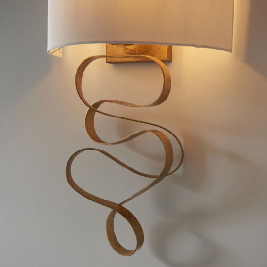 64820-100 Gold Leaf Wall Lamp with Ivory Shade 64820-100 Gold Leaf Wall Lamp with Ivory Shade
