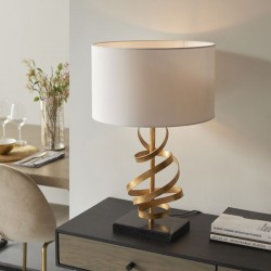 64821-001 Gold Leaf Table Lamp with Ivory Shade
