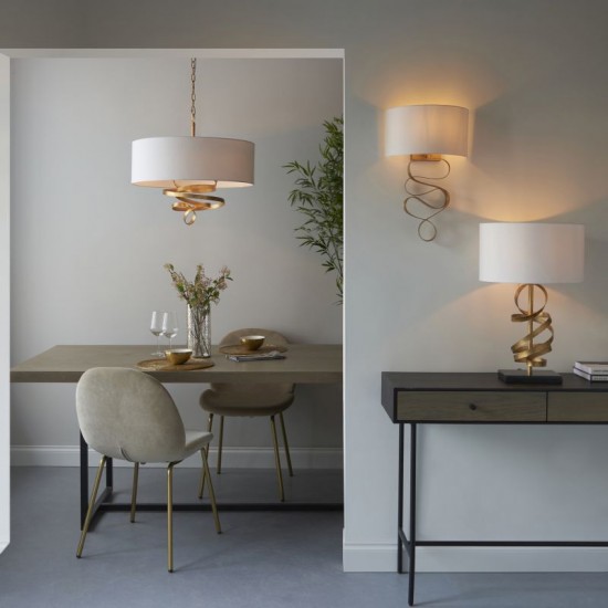 64821-100 Gold Leaf Table Lamp with Ivory Shade 64821-100 Gold Leaf Table Lamp with Ivory Shade