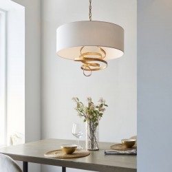 64849-001 Gold Leaf 3 Light Pendant with Ivory Shade