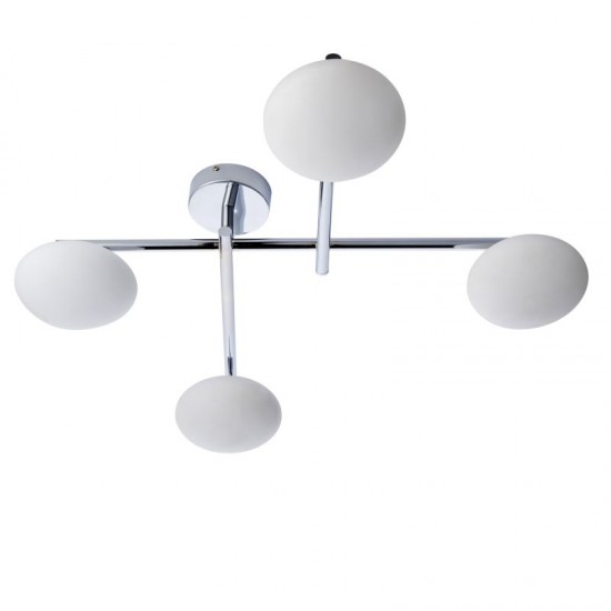 64845-100 Bathroom Opal Glass & Chrome 4 Light Ceiling Lamp