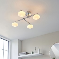 64845-001 Bathroom Chrome 4 Light Ceiling Lamp with Opal Glasses 64845-001 Bathroom Chrome 4 Light Ceiling Lamp with Opal Glasses