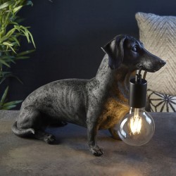 69331-001 Vintage Dog Matt Black Table Lamp