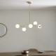 69332-001 Satin Brass 5 Light over Island Fitting with White Glasses
