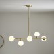 69332-001 Satin Brass 5 Light over Island Fitting with White Glasses