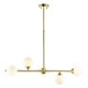 69332-001 Satin Brass 5 Light over Island Fitting with White Glasses