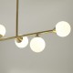69332-001 Satin Brass 5 Light over Island Fitting with White Glasses