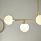 69332-001 Satin Brass 5 Light over Island Fitting with White Glasses