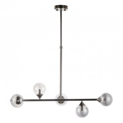69333-001 Black Chrome 5 Light over Island Fitting with Smoked Mirror Glasses