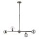 69333-001 Black Chrome 5 Light over Island Fitting with Smoked Mirror Glasses