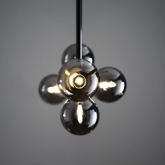69333-001 Black Chrome 5 Light over Island Fitting with Smoked Mirror Glasses