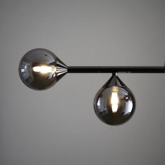 69333-001 Black Chrome 5 Light over Island Fitting with Smoked Mirror Glasses