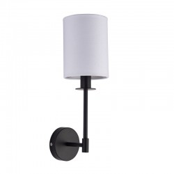 69334-001 Matt Black Wall Lamp with Vintage White Shade 69334-001 Matt Black Wall Lamp with Vintage White Shade