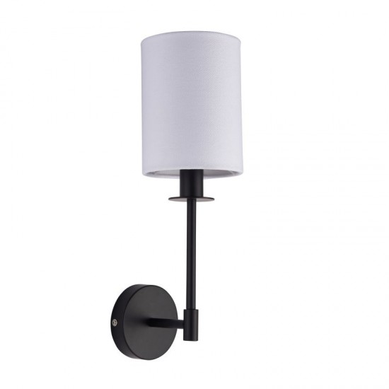 69334-001 Matt Black Wall Lamp with Vintage White Shade