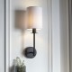 69334-001 Matt Black Wall Lamp with Vintage White Shade