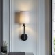 69334-100 Matt Black Wall Lamp with Vintage White Shade