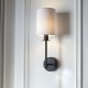 69334-001 Matt Black Wall Lamp with Vintage White Shade