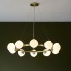 71713-100 Satin Brass 10 Light Centre Fitting with Gloss White Glasses