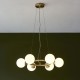 71717-100 Satin Brass 6 Light Centre Fitting with Gloss White Glasses